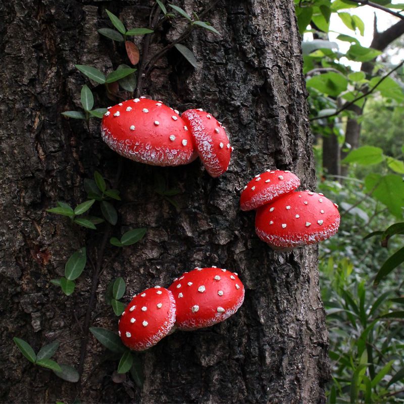 Set of 3 Mushroom Decor Decorations for Garden Yard, Mushroom Tree Decorations Outdoor, Mushroom Statue Figurines, Fairy Garden Decor Accessories - Tree — image 4