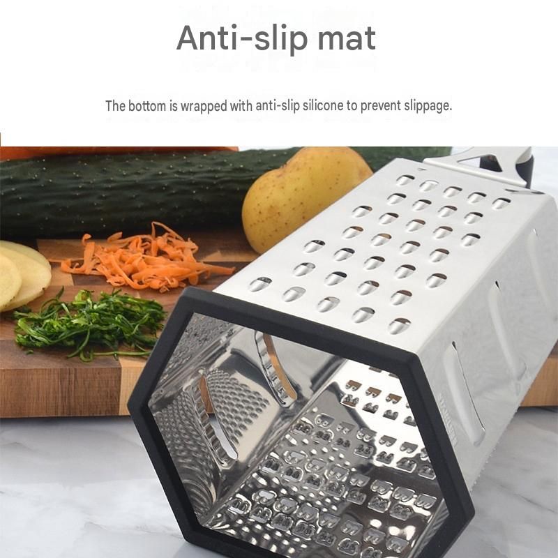 Multifunctional Six-Sided Box Vertical grater- Stainless steel flat handle - Stainless Steel Kitchen Tool with Non-Slip Base for Vegetables, Cheese, and — image 4