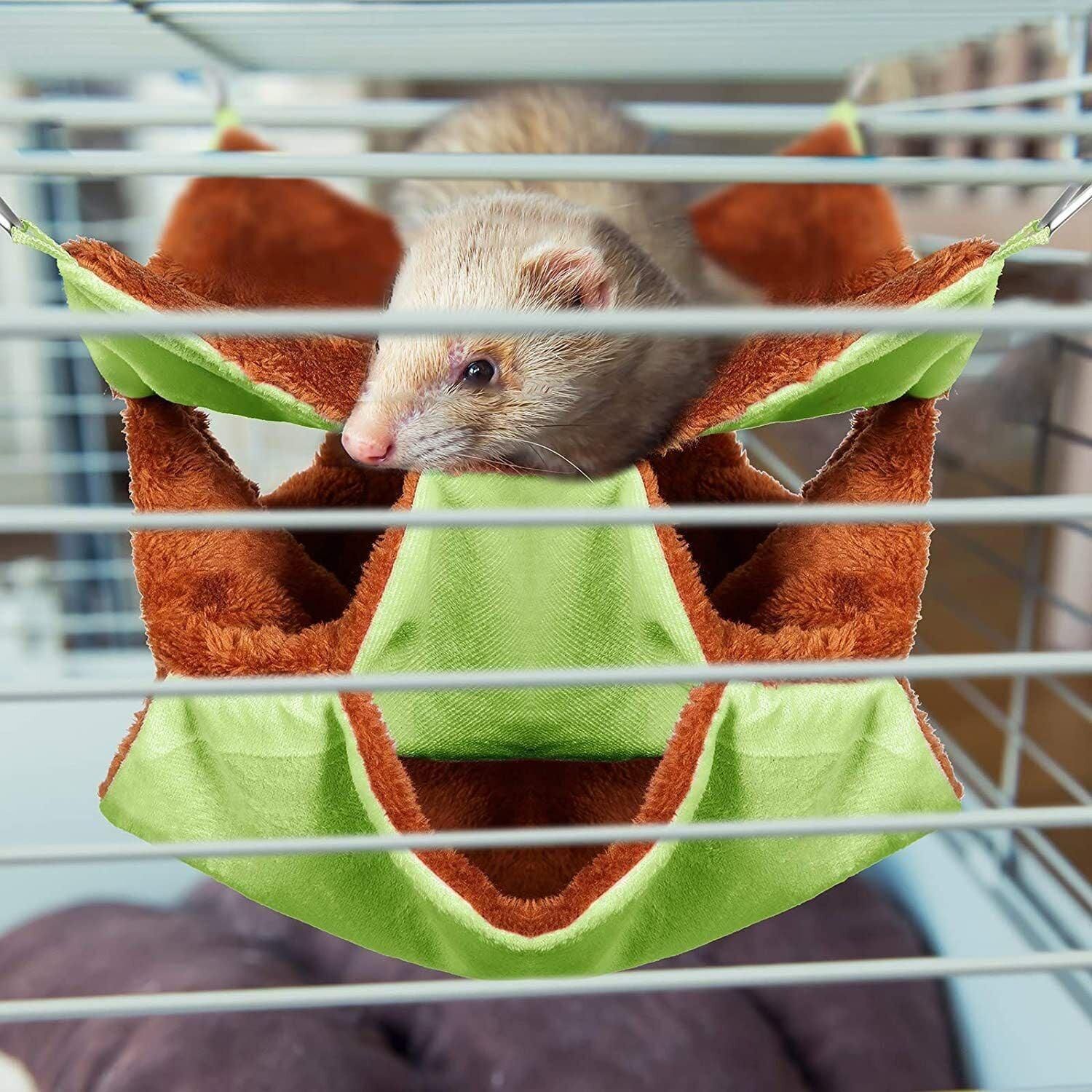 Hanging Hammock Nest Bed for Hamster Guinea Pig Ferret Rat Mice Cage Warmer Toy - Pink Rabbit โ image 6