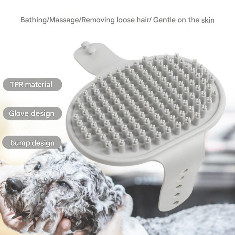 Blue Pet Bath Massage Brush Soft TPR Grooming Brush for Dogs and Cats Adjustable Hand Strap Deshedding Scrubber โ image 6