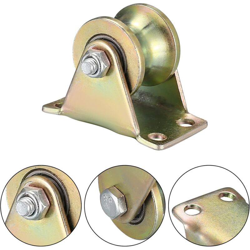 4 pcs Lifting Pulley, U-Groove Caster, Lifting Caster, Groove Wheel Cable Pulleys For ROpes Rail Gate Sliding (U-Groove — image 2