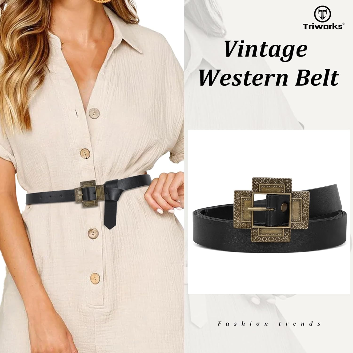 Women Western Concho Leather Belt Cowgirl Boho Belt Chunky for Dresses Concert Festival โ image 4
