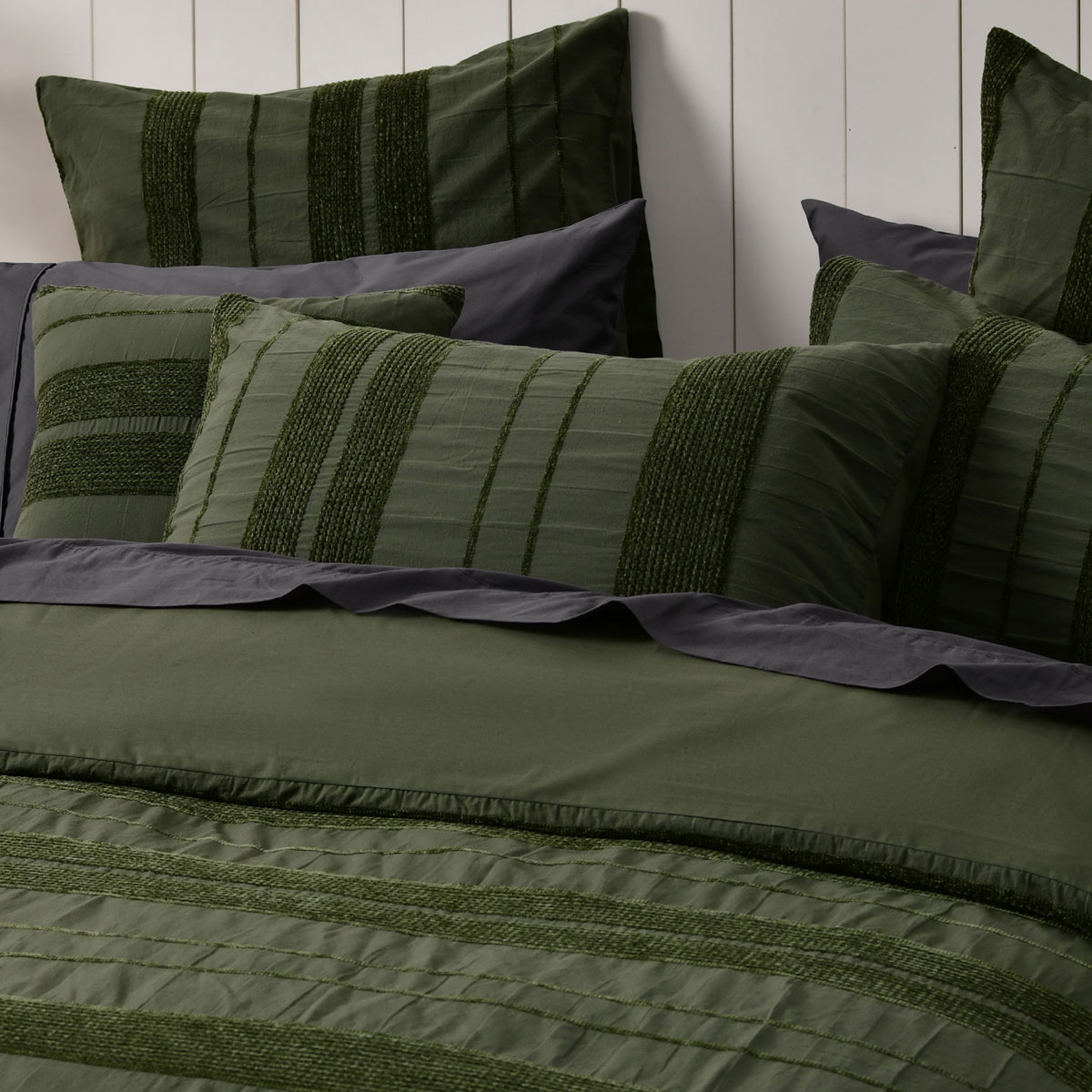 Bianca Avery Forest Chenille Striped Quilt Cover Set King — image 3