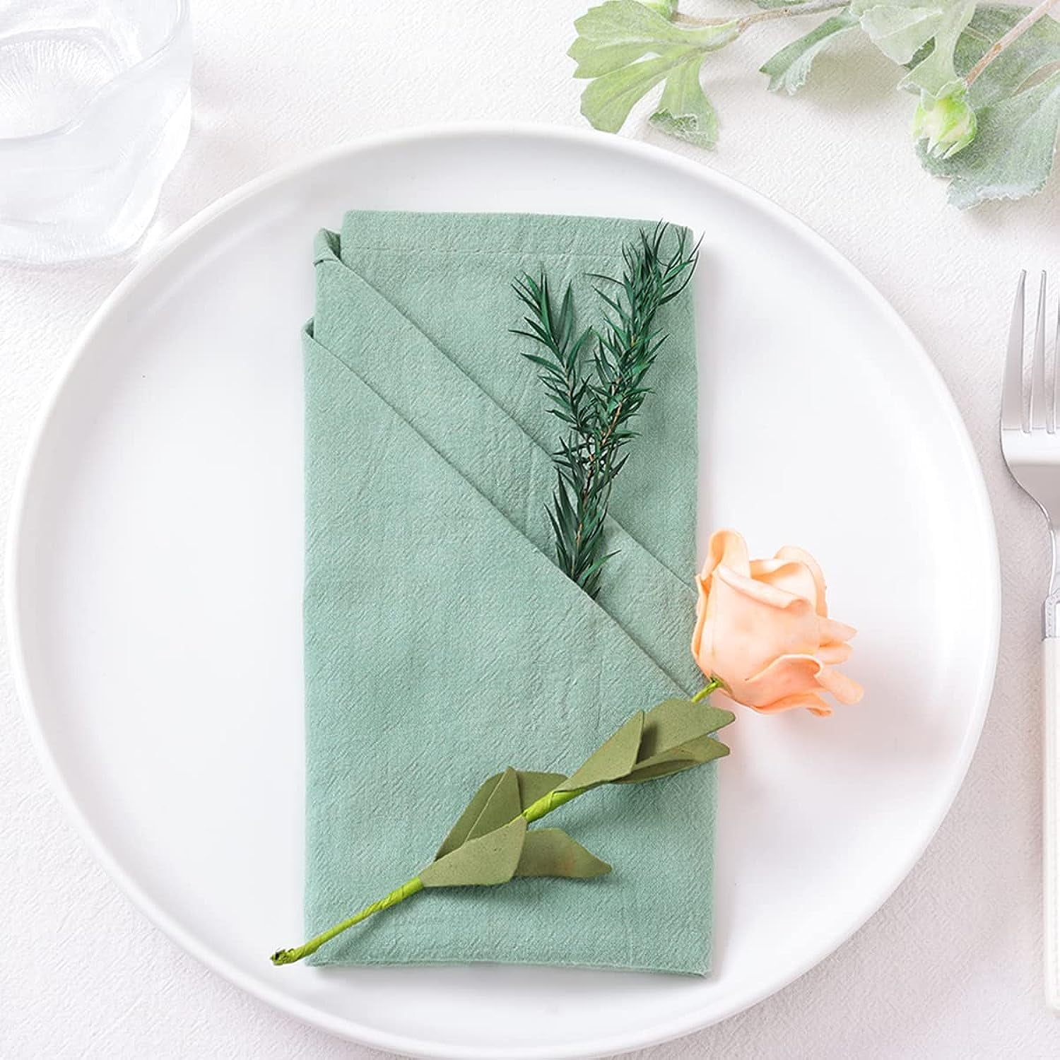 Cotton Linen Napkins Bulk 17"x17" Stonewashed Cloth Dinner Napkins Rustic Thick Table Napkins for Fall Thanksgiving Christmas Party Wedding Decoration (Set of — image 2