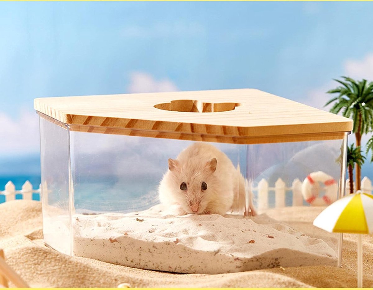Sand Bath for Mice - Toilet Sand Bath - Dustbath for Rodents - Wooden Hamsters - Rodent Accessory Sand Bath - Sand Tray Enclosed House - Sand Tray - Triangle — image 4