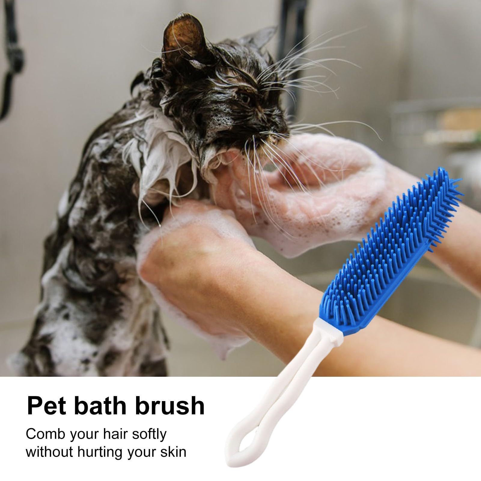 Pet Brush Dog Beauty Accessories Pet Bath Brush Long Handle Soft Rubber Mane Comfortable Beauty Massage Pet Beauty Tools — image 3