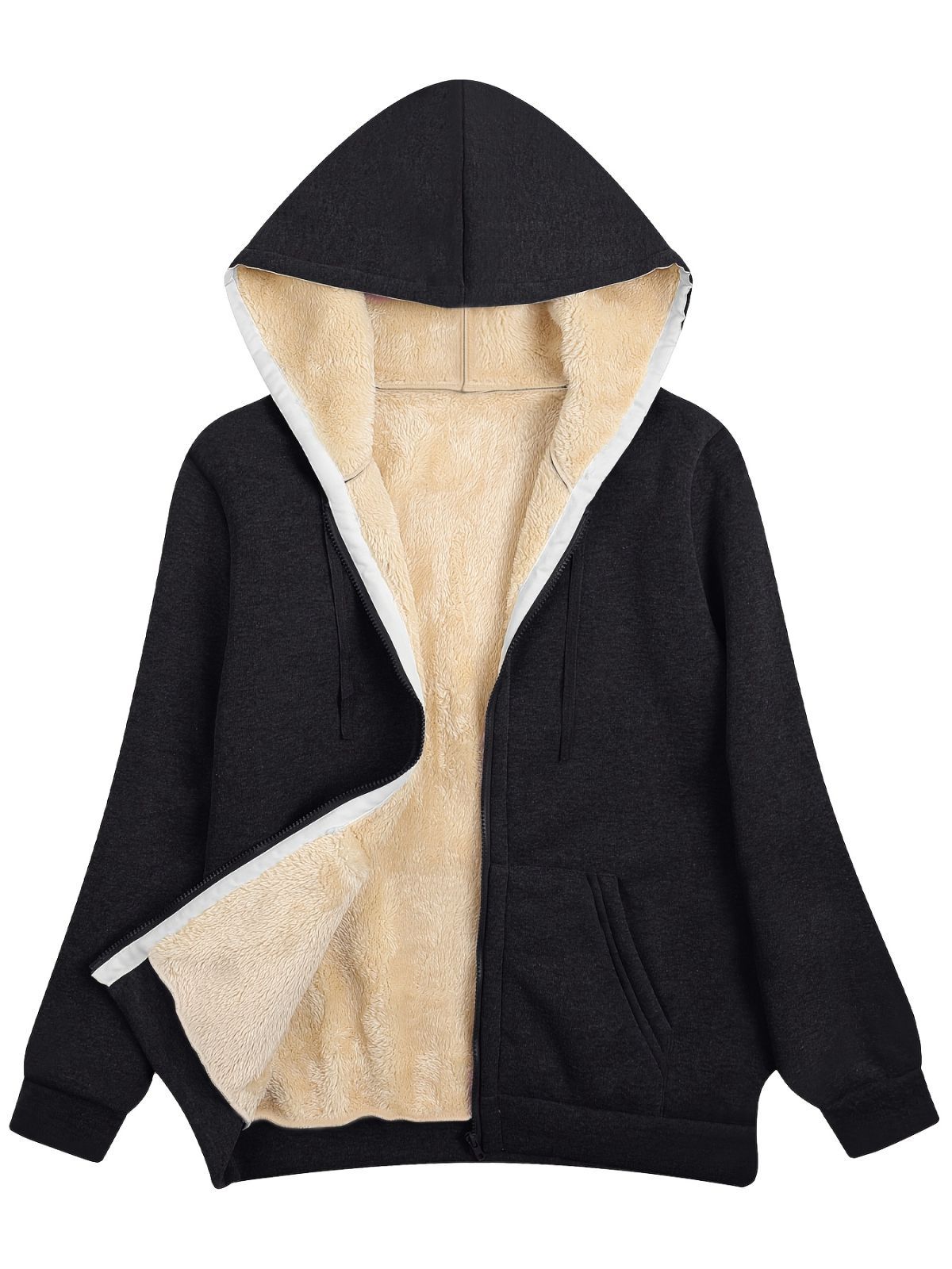 Fleece-Lined Hooded Jacket Women'S Winter Jacket Autumn Winter Coat Hooded - Burgundy - Size M(AU M/EU48) — image 3