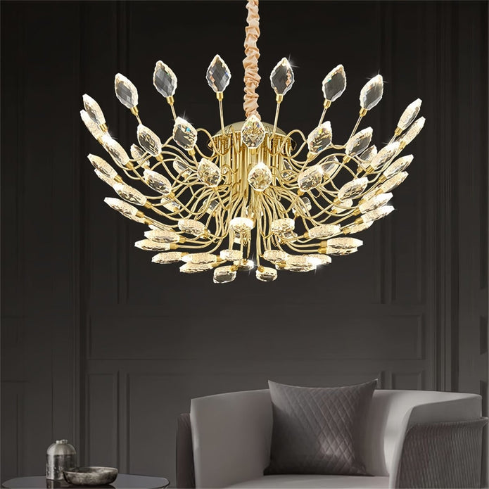 BAMDECOR C3348 Modern Luxury Crystal-leaf Chandelier LED Fashion Creativity Pendant Ceiling Lights(80cm-Gold) — image 2