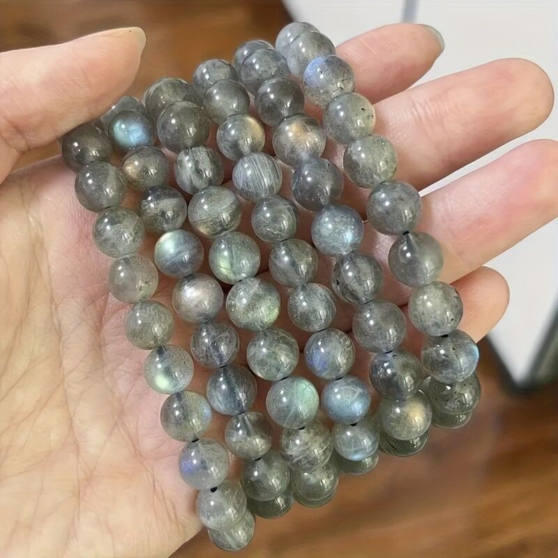 Natural Labradorite Bracelet - Handmade Bohemian-style Jewelry, Featuring Iridescent Stone with 8mm Beads, for Chakra and Positivity - A Labradorite Gemstone — image 3