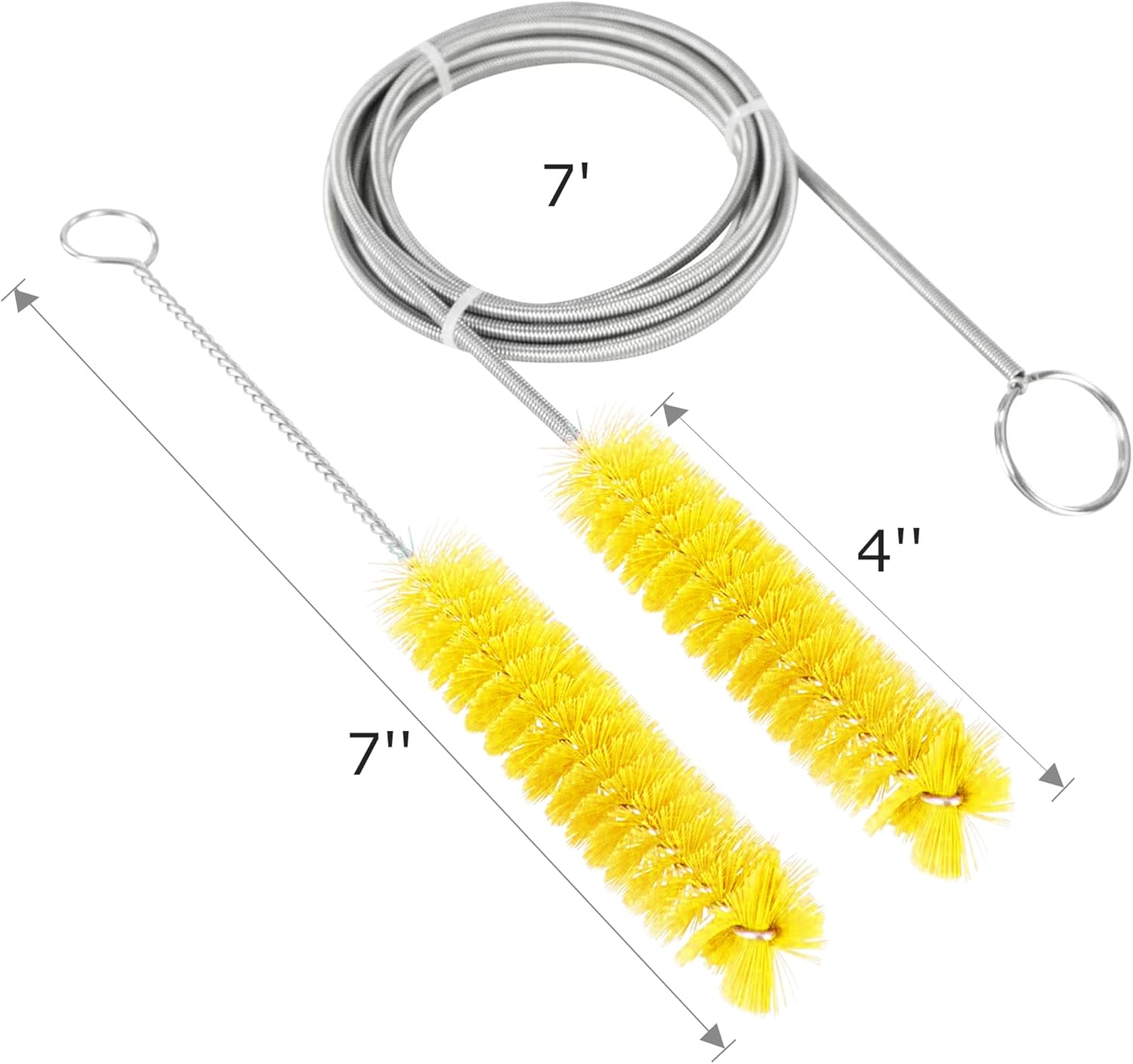 CPAP Tube Cleaning Brush-7 Feet Flexible + 7 Inches Handy Stainless Steel Wire Bristle Brush- Fits for Standard 22mm Diameter Tubing — image 2