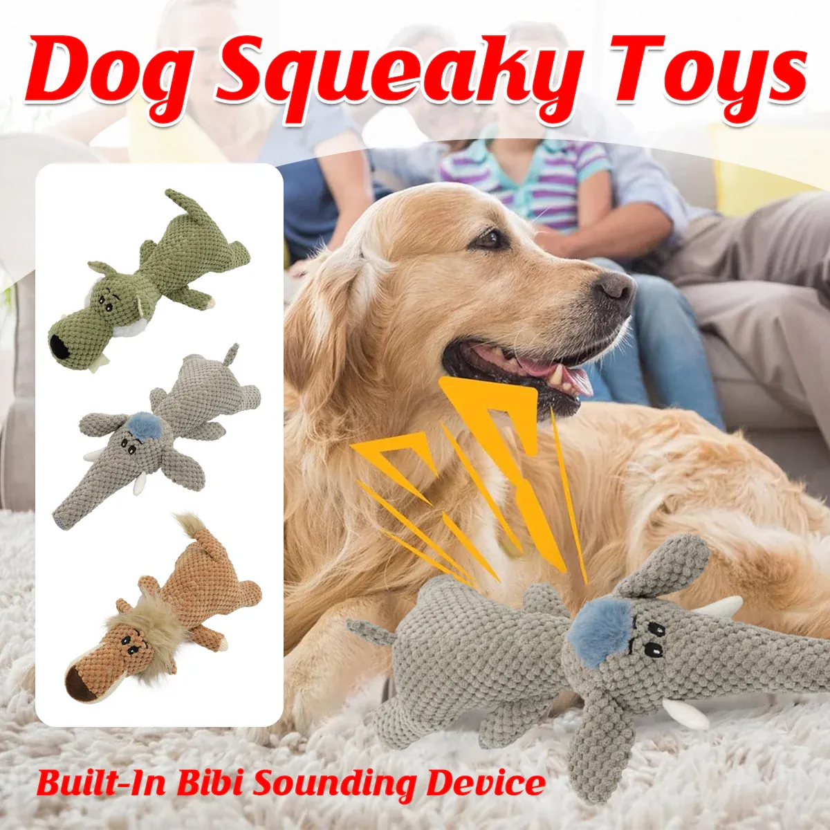 Pet Plush Corn Fleece Squeaky Toy Chew Teeth Cleaning For Dogs Puppies Safe Soft - Orange — image 2