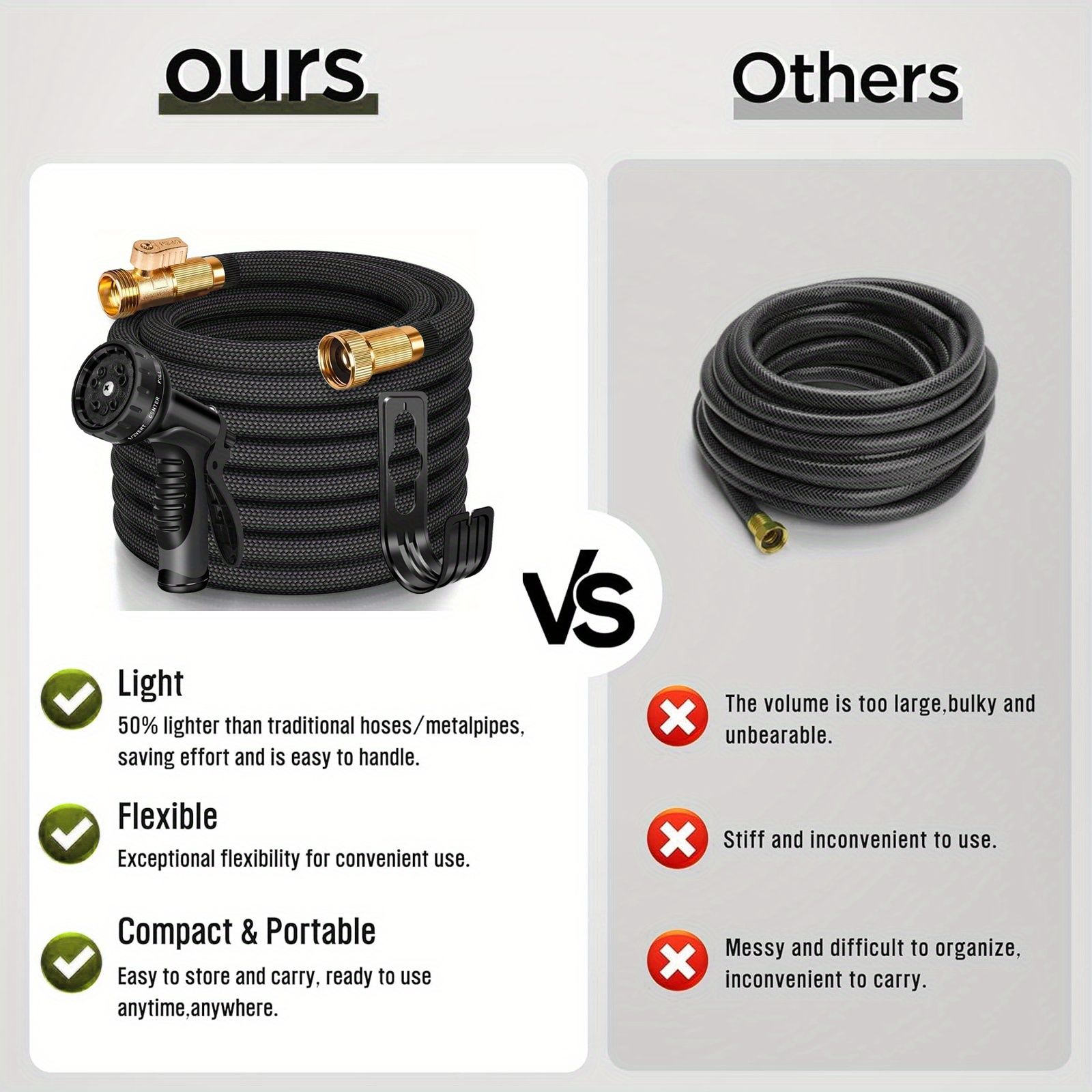 LOVFEN Garden Water Hose 30.49 meters, non-extensible lightweight hose, with nozzle, suitable for use in gardens, lawns, car washing and outdoor use — image 2