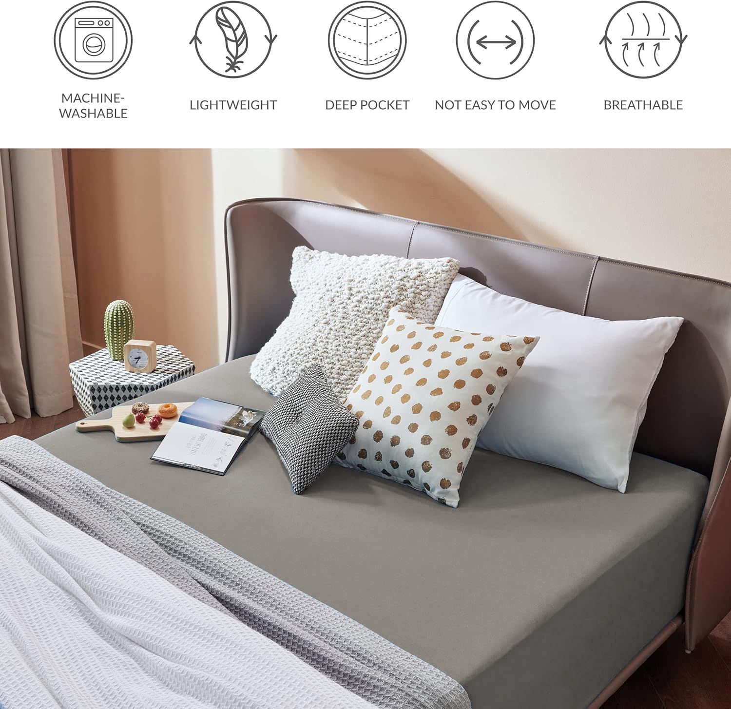 2000TC Hotel Quality Fitted Sheets - 2 Piece Fitted Sheets -Breathable Bedding - Wrinkle, Fade, Stain Resistant- 16inch/40cm Deep Pocket Fitted Bed — image 6