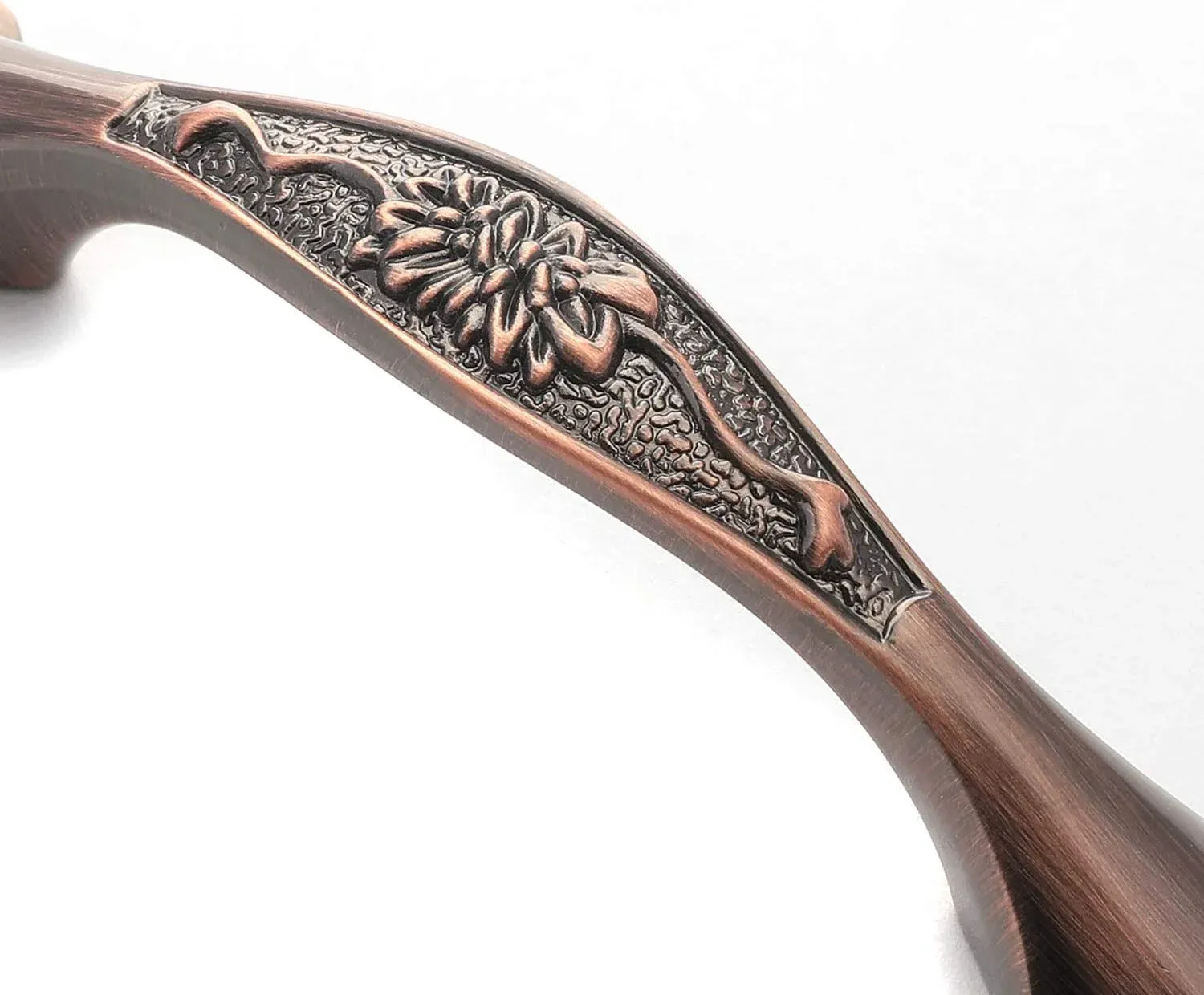 3 Pack Floral Cabinet Pull Handles, Solid Zinc Alloy Hardware, 5.04 In Hole Distance, Red Bronze — image 2