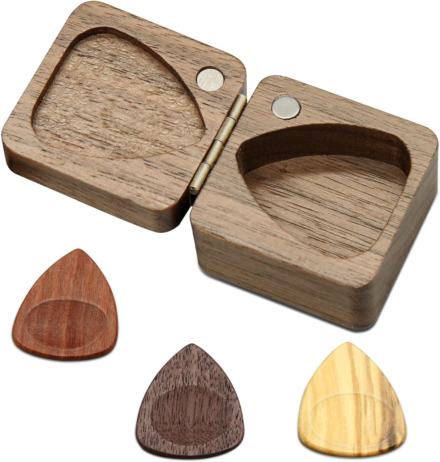 Wood Guitar Picks with Guitar Pick Box, Personalized Guitar Picks Holder, Guitar Pick Case Storage for Boyfriend Coworker Son Husband, Guitar and Bass