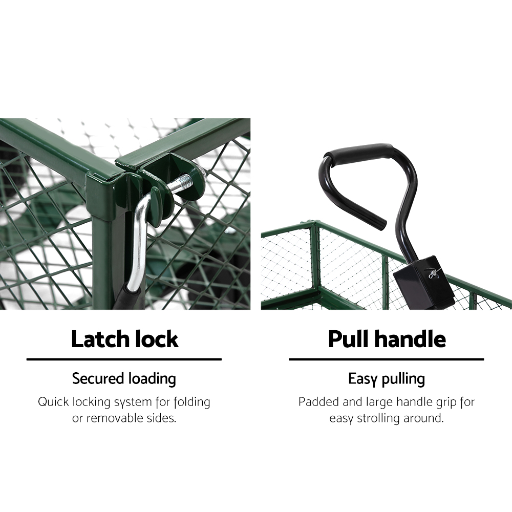 Gardeon Mesh Garden Steel Cart - Green โ image 3