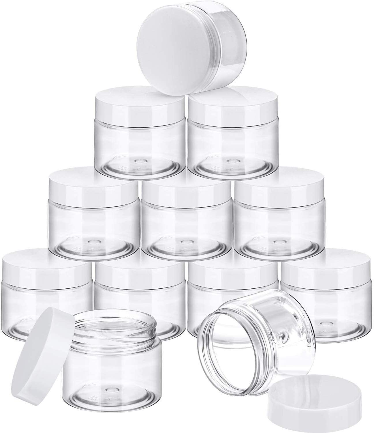 10pcs Transparent Wide Mouth Cream Dispenser White Lid Bottle Plastic Jar - 30ml — image 6