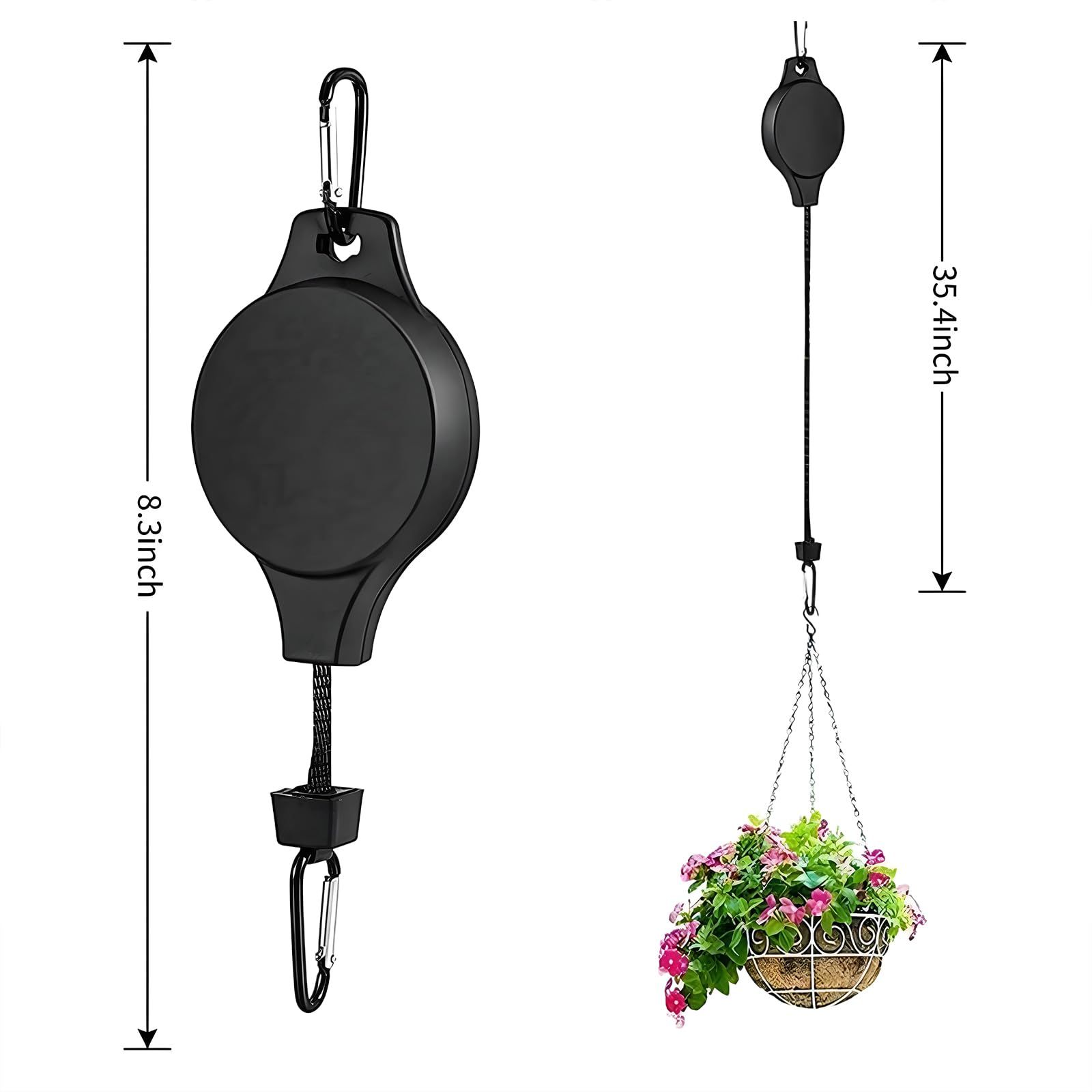 4 PCS Heavy Duty Retractable Plant Hanger,Plant Pulleys for Hanging Plants,Easy to Raise & Lower,Auto Lock,Adjustable Hook for Garden Baskets Pots,Birds Feeder — image 5