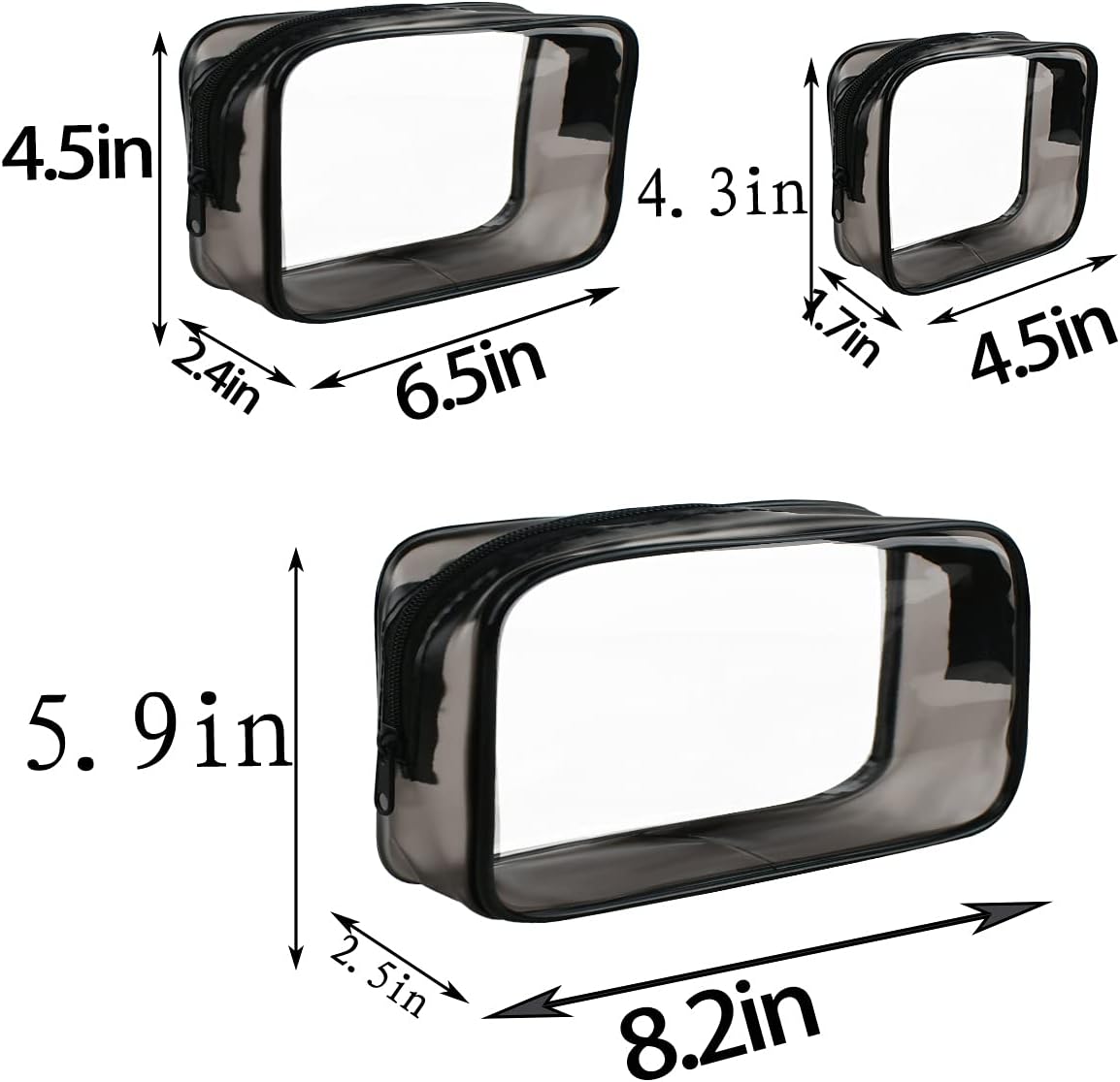 4 Pack Clear Cosmetic Bag for Travel - TSA Approved Toiletry Makeup Pouch Carry-on Airport Airline Compliant Portable PVC Waterproof With Zipper Women Quart — image 2