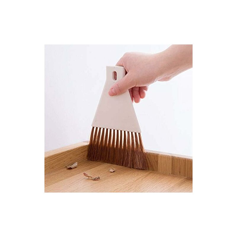 1Set Mini Dustpan Brush Sets, Cleaning Brush For Table, Desk, Countertop, Keyboard, Car, Camping (Beige) โ image 3