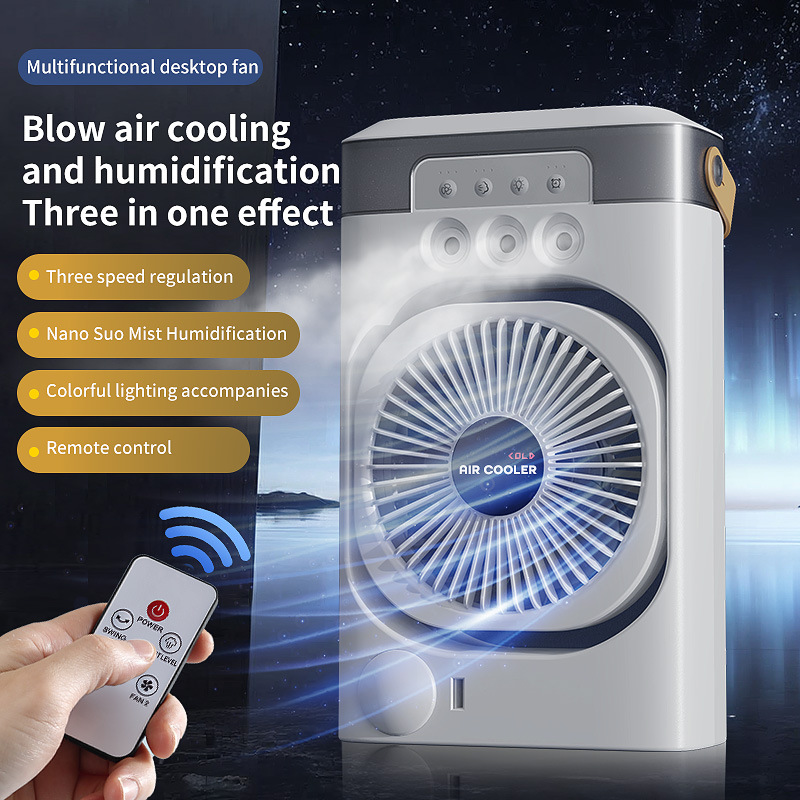 White 3-in-1 Portable Air Cooler Fan - Desktop Humidifier & LED Light, Nano Mist โ image 2