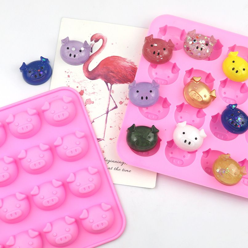 2PCS Cavities Non Stick Cute Pig Face Silicone Cake Baking Mold Handmade Soap Moulds Biscuit Chocolate Ice Cube Tray โ image 4