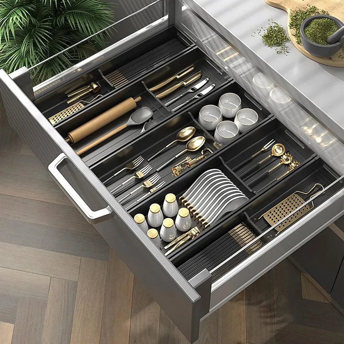 Kitchen Cabinet Drawer Cutlery Tray Utensil Organiser Insert Divider Storage - 41x10cm โ image 6