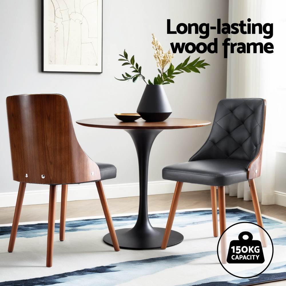 1 Set of 2 Artiss Dining Chairs Black PU โ image 4