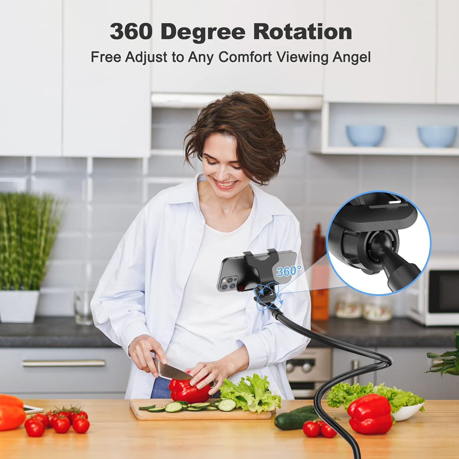 Gooseneck Cell Phone Holder, Universal 360 Flexible Phone Stand Lazy Bracket Mount Long Arms Clamp for Phone 13 Pro Xs Max XR X 8 7 6 6s Plus and Other — image 4