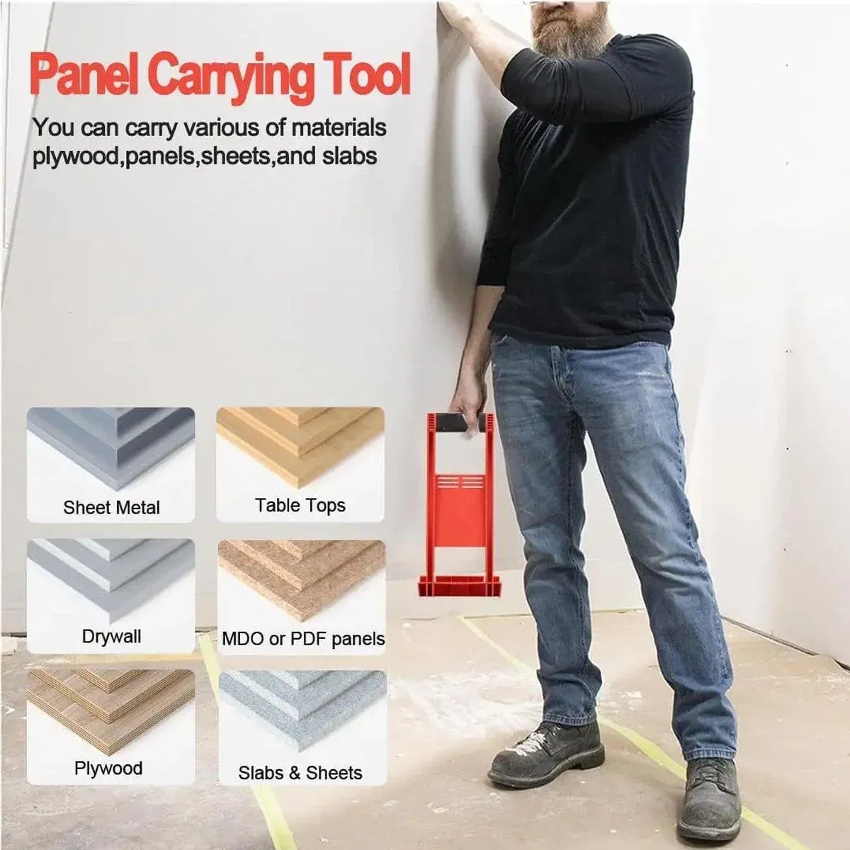 Heavy Duty Panel Carrier Drywall Sheet Lifter Board Plywood Holder Lifting Tool โ image 5