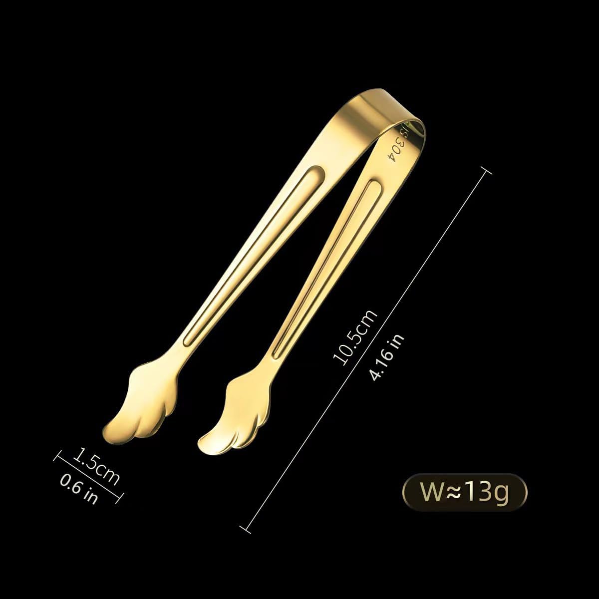 2 Pack Mini Tongs for Appetizer, 4.16 Inch Stainless Steel Ice Tongs Mini Sugar Tongs for Coffee Bar Tea Party Desserts Party Sugar and Ice Bucket(Gold) โ image 2
