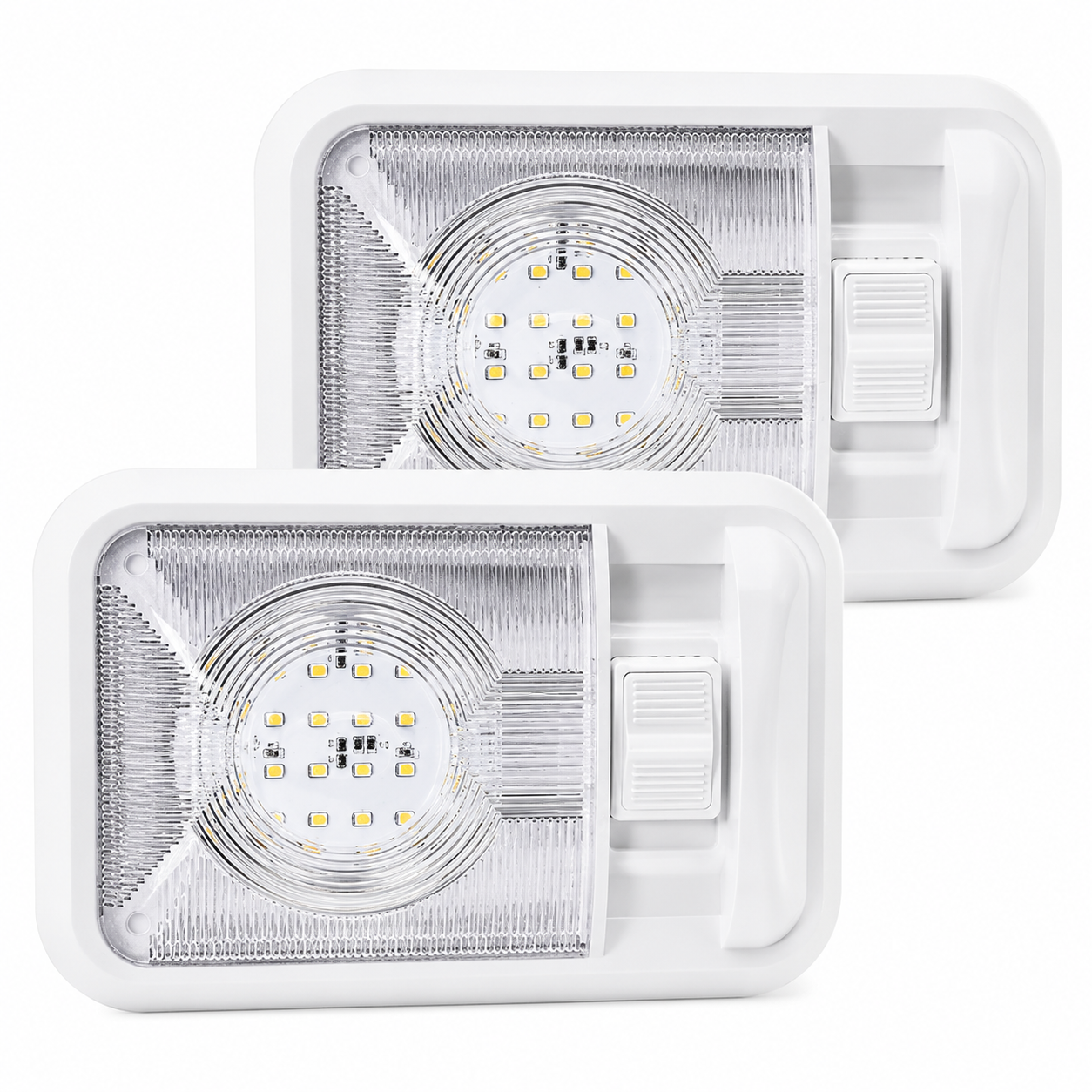 2 Pack 12V RV Ceiling Dome Light, 300LM Natural White Interior Lighting with Switch for Trailer and Camper