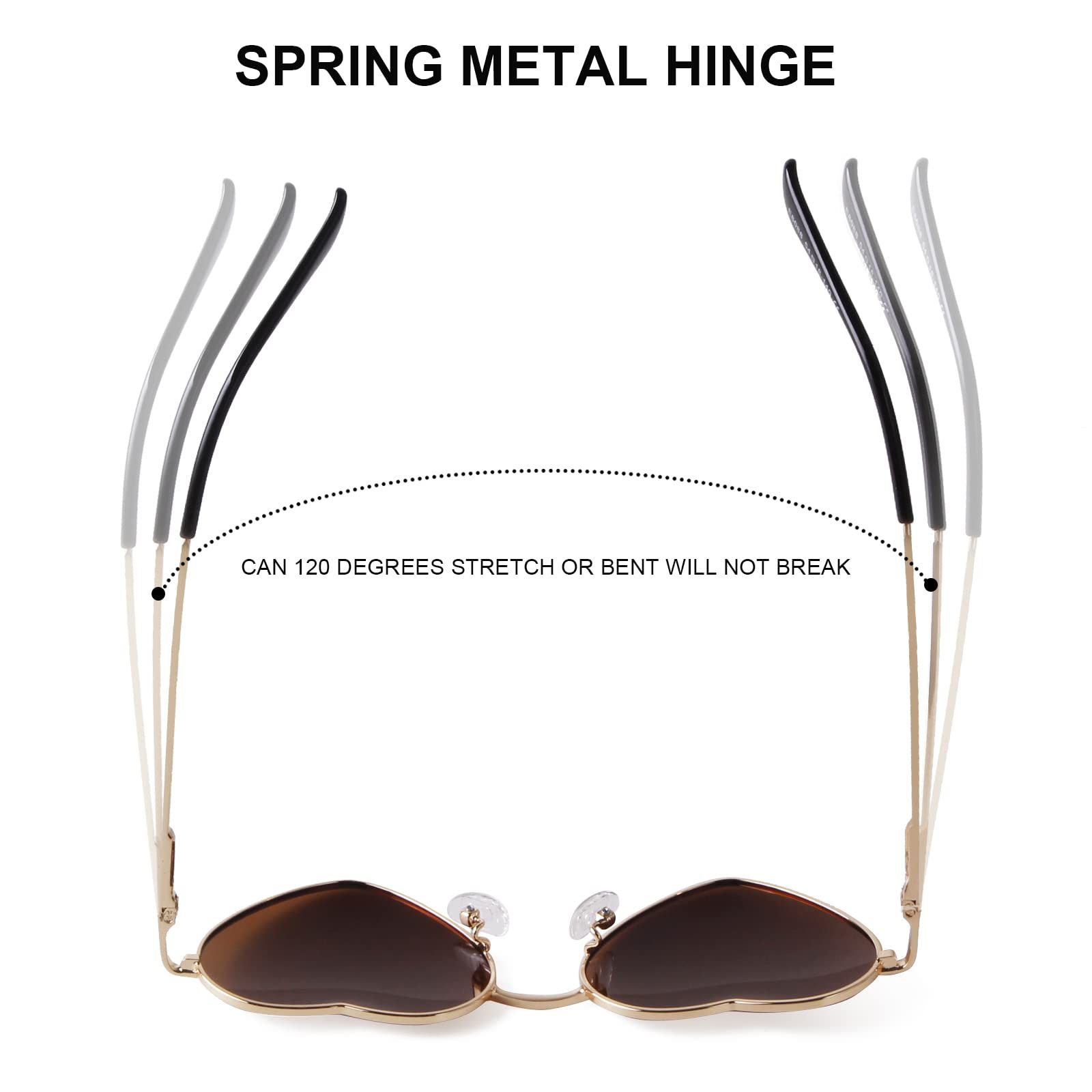 Retro Heart Sunglasses Polarized for Women Men Heart Shaped Glasses Metal Frame Spring Hinge Heart Sunglasses — image 4
