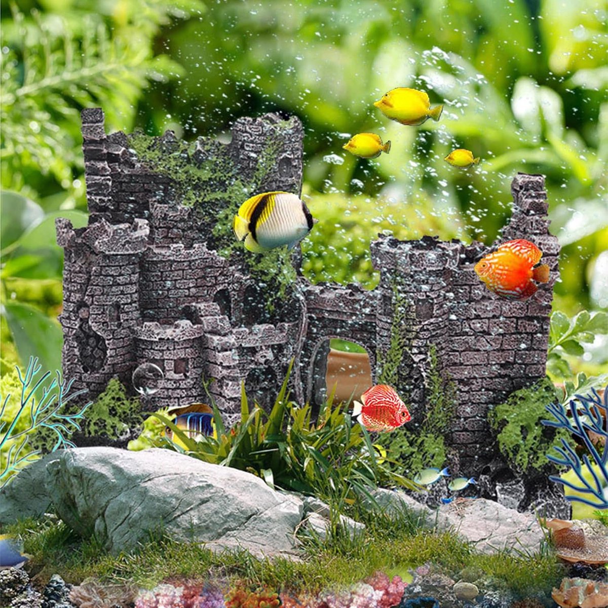Aquarium Decoration - Ornaments - Castle - aquarium - Castle Aquarium Castle Decoration Hiding House - 17 x 6 x 13 cm โ image 4