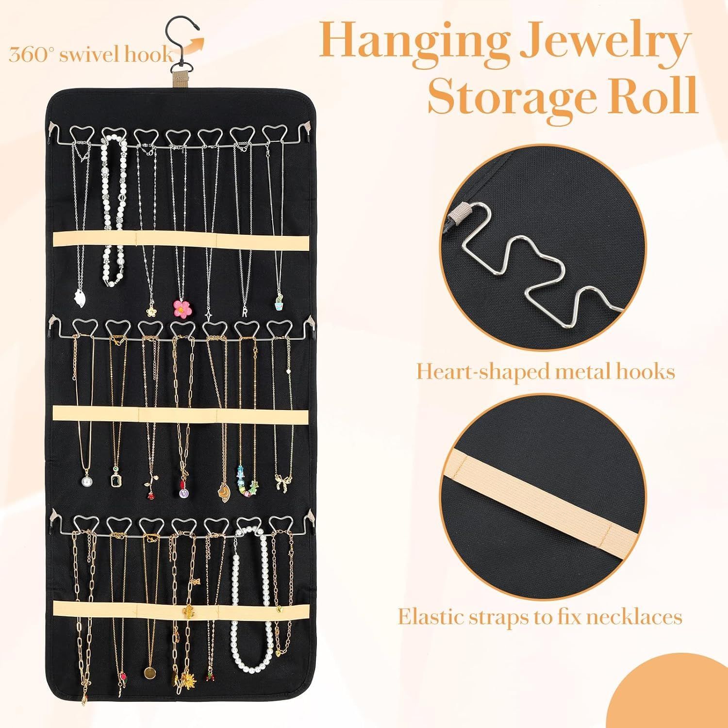 Hanging Jewelry Organizer- Dual-Sided Hanging Jewelry Organizers and Storage for Necklaces, Earrings Holder on Closet, Wall, Door, Christmas Gifts for — image 2