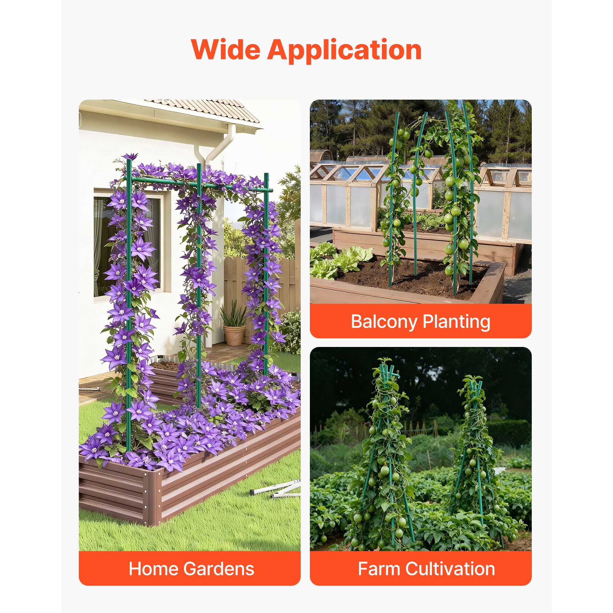 Garden Stakes, 25 Pack, 2100 mm, Plastic Coated Metal Tomato Stakes, Garden Sticks for Plants Support, with Pointed End and Non-Slip Bumps for Growing Climbing — image 6
