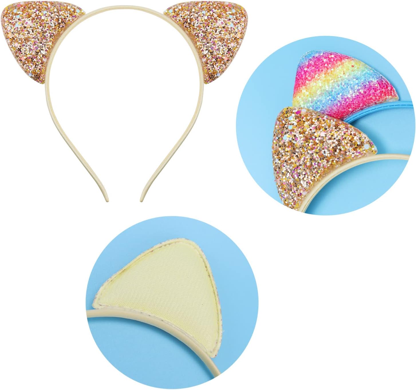 10pcs Cat's ears (Steamed cat-ear shaped bread) hair band, candy color onion powder sequins thin head band, lovely princess hair clip hair accessories โ image 3