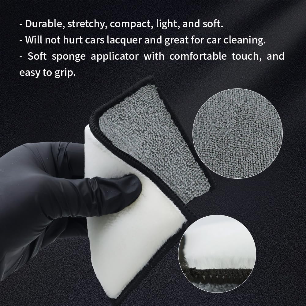 6 PCS Car Interior Cleaning Sponge, Microfiber Scrubbing Pads for Plastic Leather Upholstery, Auto Detailing Scrub Pads, Reusable Multi Surface Sponges — image 4