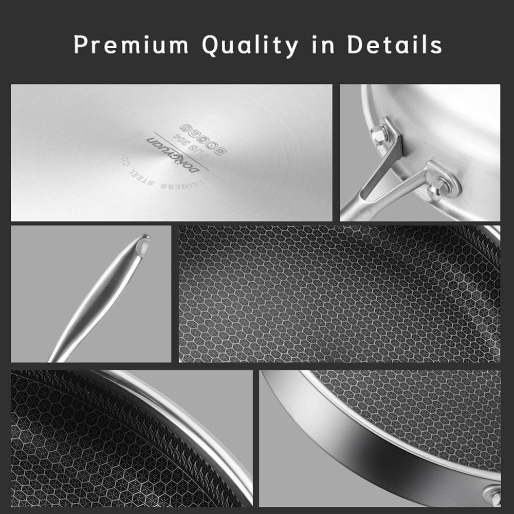 Stainless Steel Frying Pan Non-Stick Cooking Frypan Cookware 30cm Honeycomb Single Sided without lid โ image 5