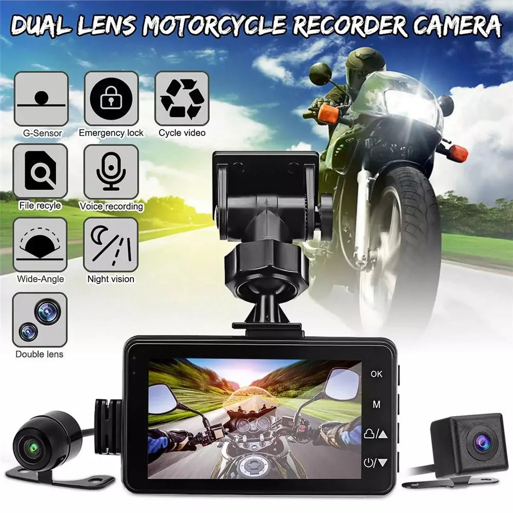 3inch LCD HD Dual Camera Motorcycle DVR Video Driving Recorder With 32G Card โ image 2