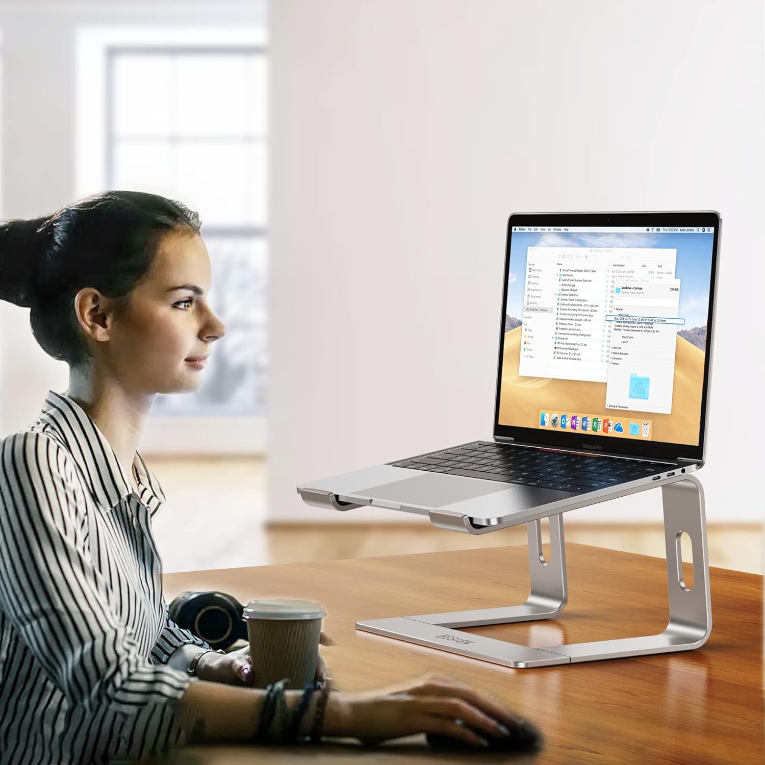 Adjustable Aluminium Laptop Stand, Portable Ergonomic Riser for 10 to 14 Inch Notebooks, Laptops and Tablets, Silver โ image 4