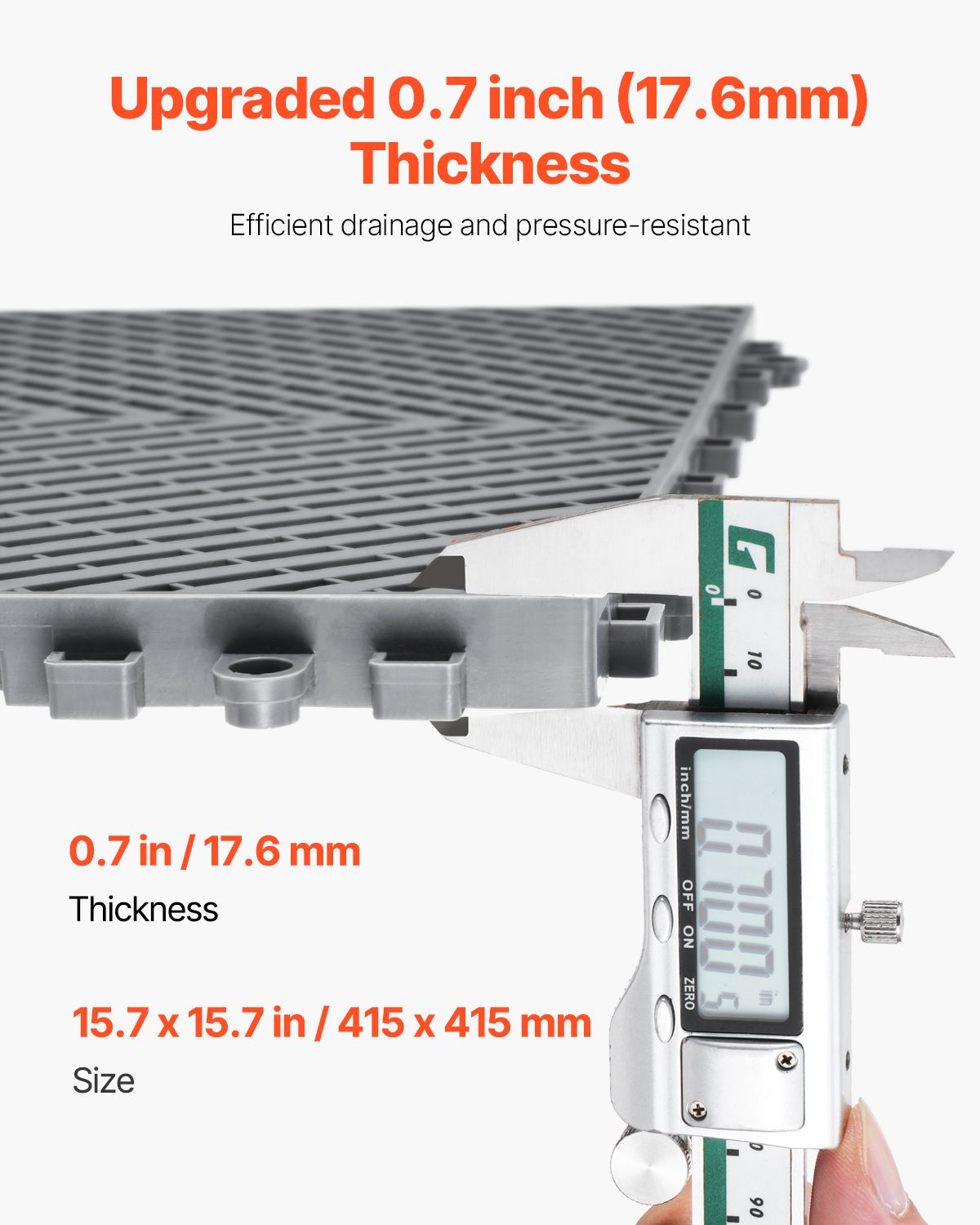 Interlocking Drainage Mat, 41.5 x 41.5 cm Modular Interlocking Cushion, 24 Pcs Splicing Drainage Mats, PP Non-Slip Drainage Floor Tile and Shower Mat, for β image 3