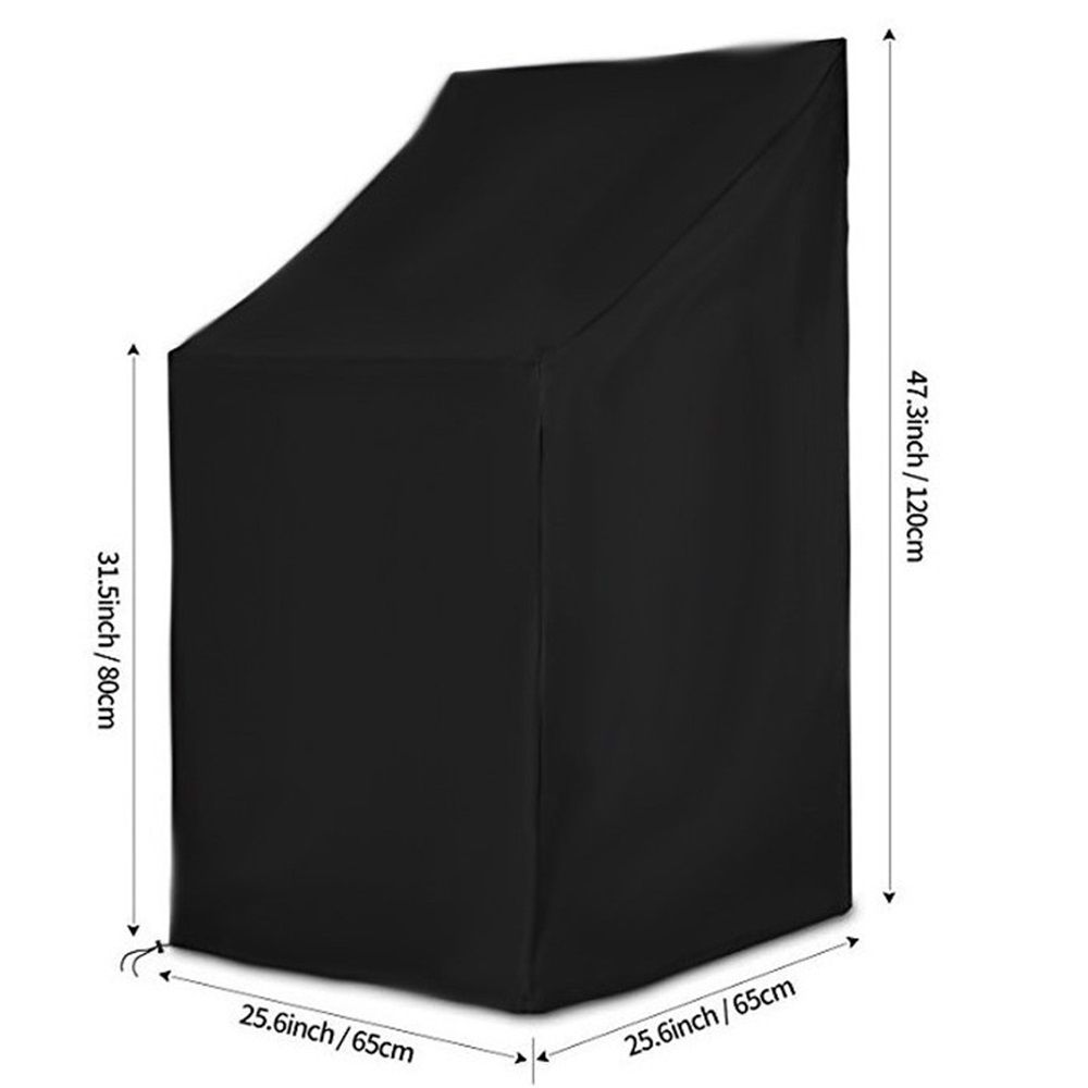 Outdoor Patio Furniture Covers Stacked Chairs, Lounge Chair Covers Outdoor Stack Chairs for All Weather Protection, Black, 65*65*120cm โ image 5