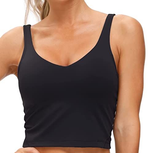 Low-Impact Active Crop Tank for Yoga, Gym, Workout, and Daily Fitness Activities, L (Black) — image 3