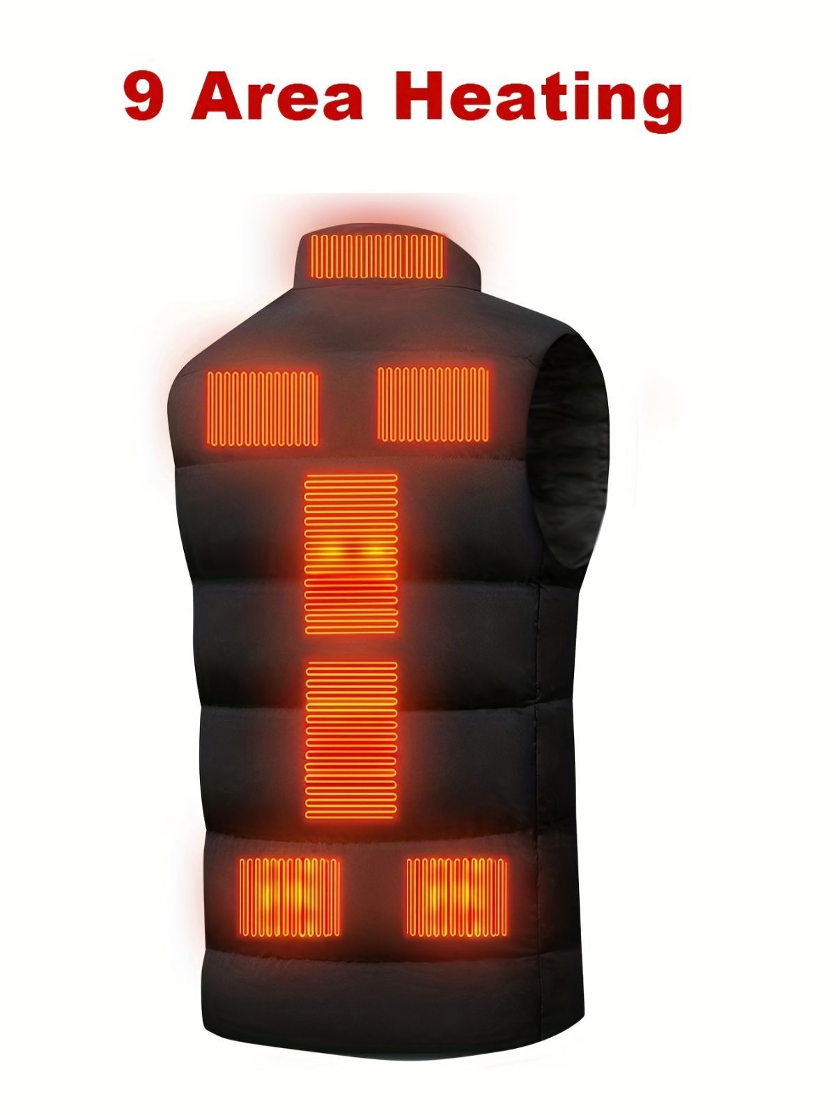 Men'S Heated Vest Electric Heating Gilet Winter Vest Smart Temperature Control - Black - Size 2XL — image 6