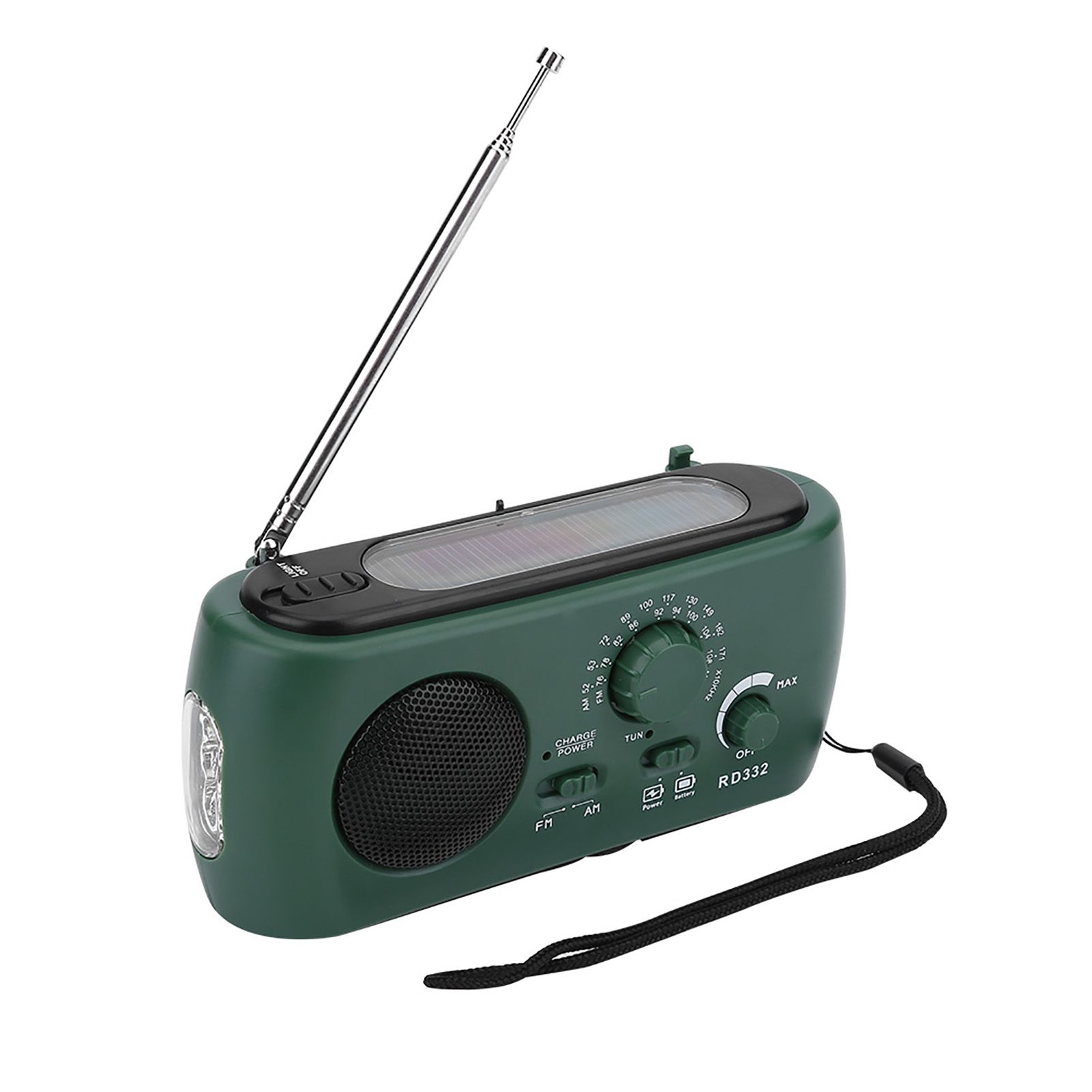 Solar Hand Crank AM/FM Radio with LED Flashlight Emergency Phone Charger — image 2