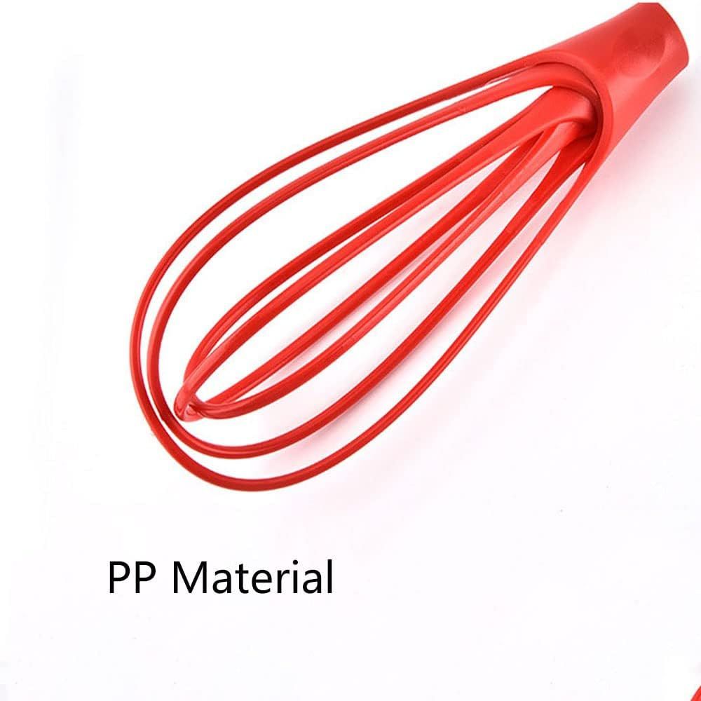 2pcs Kitchen Twist Whisk, 29CM Plastic Flat Balloon Whisk Thick Wire Egg Frother Beater Non Stick Cookware For Cooking Blending Whisking Stirring, Purple+Red — image 4