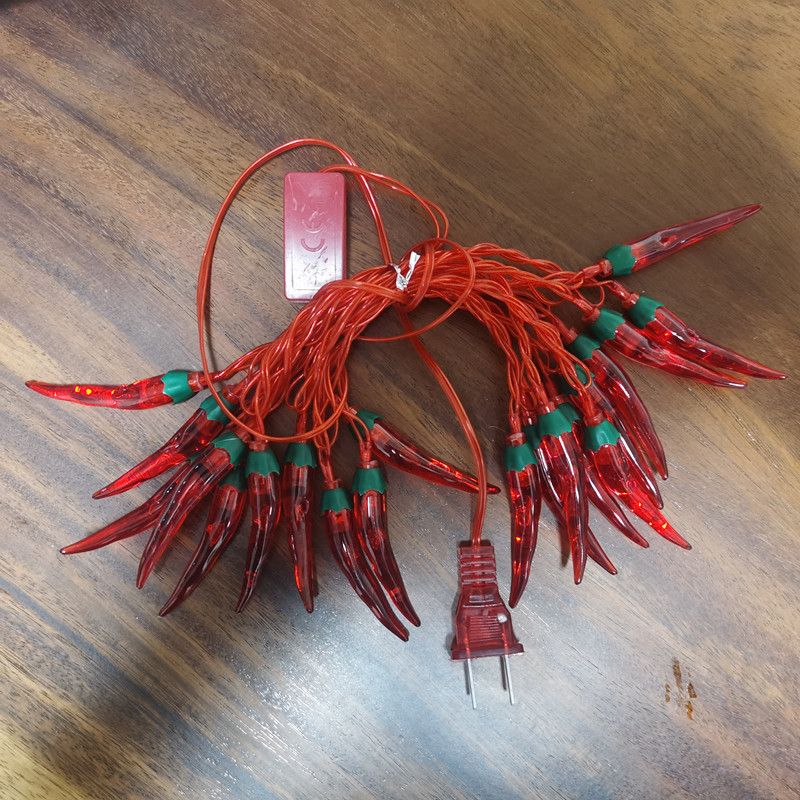 Outdoor String Lights Weatherproof Led Red Chili Lamp Lighting Battery Powered Fairy Lights Christmas Balcony Festive (3M-20LED)