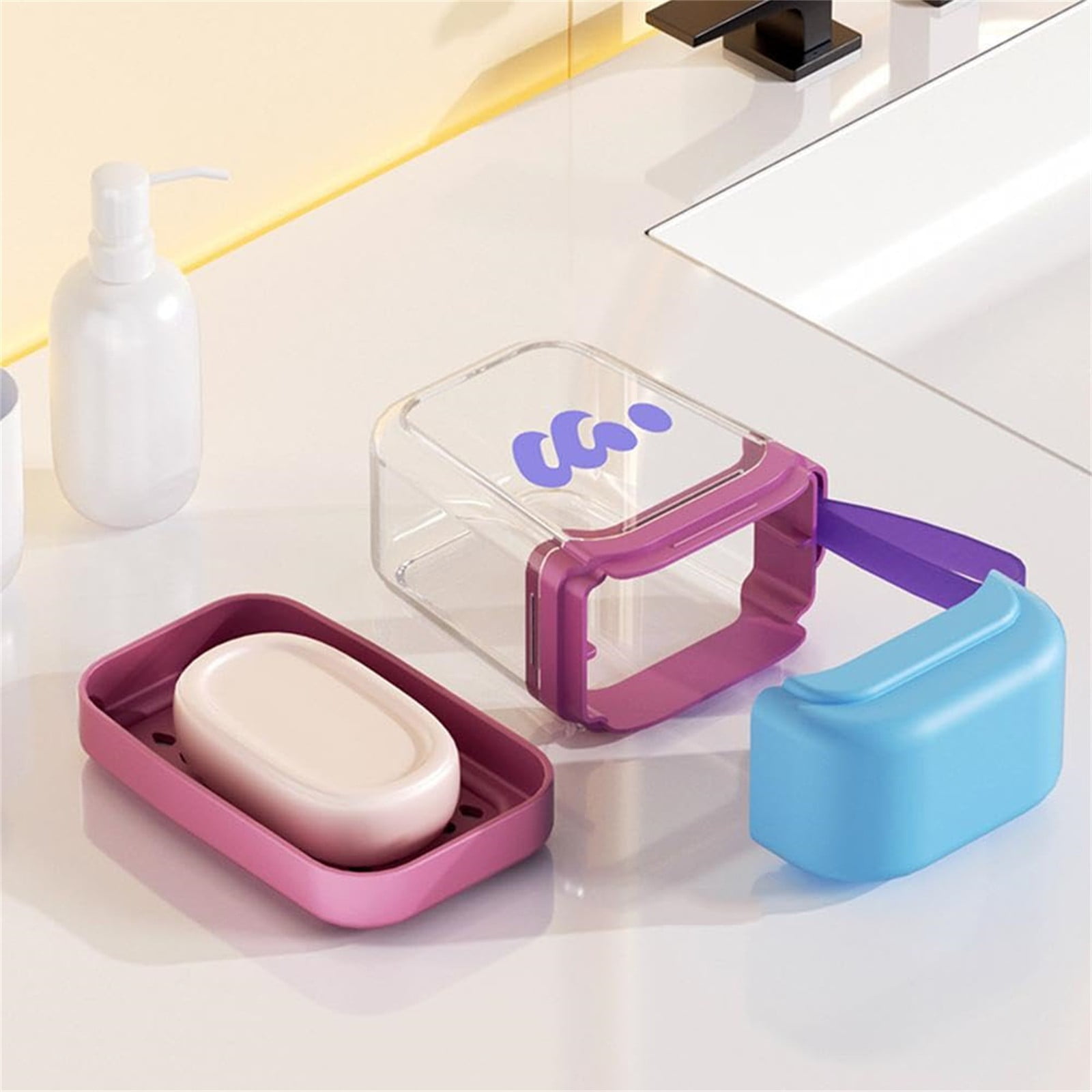 1 Piece Bar Soap Holder Dish for Shower, Travel Soap Case with Lid for Gym, Camping Essentials, Travel Size, Light Blue, 10.8 x 7.3 cm — image 5