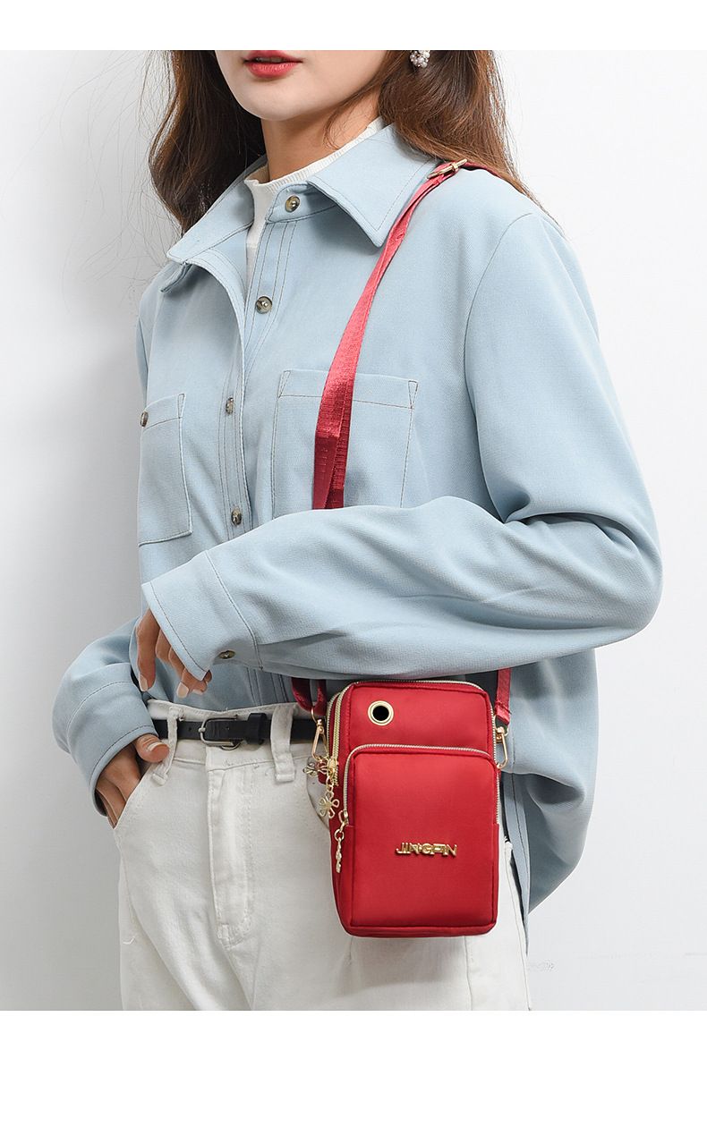 Lightweight Phone Crossbody Bag - Waterproof Oxford Shoulder Bag for Women - Casual Slim Sling Purse for Travel Daily Commute - Red โ image 2